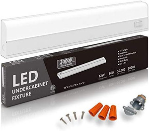 lot 5195 image: Hardwired LED Under Cabinet Task Lighting - 12 Watt, 24, Dimmable, CRI90, 3000K (Soft White), Wide Body, Long Lasting Metal Base with Frost Lens