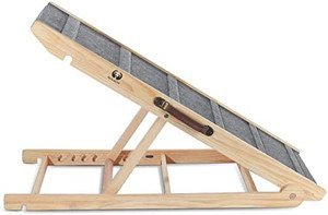 lot 5197 image: Adjustable Dog Cats Ramp, Folding Portable Wooden Pet Ramp for All Small and Older Animals - 42 Long and Adjustable from 14�� to 26�� - Rated for 200lbs - Lightweight Dog Car Ramps for SUV, Bed, Couch