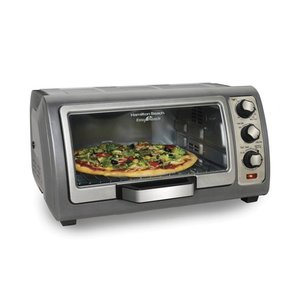 lot 5198 image: Hamilton Beach Countertop Toaster Oven, Easy Reach with Roll-Top Door, 6-Slice, Convection (31123D), Silver