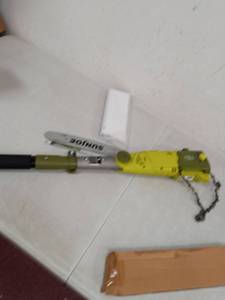 lot 5199 image: Sun Joe - SWJ803E Electric Multi-Angle Pole Chain Saw - Green