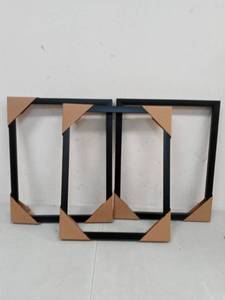 lot 5201 image: Set of 3 black metal photo frames no glass frame only 17x21