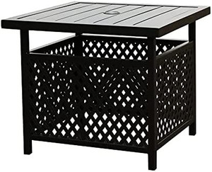 lot 5209 image: Sports Festival 1 Pcs Side Coffee Table Patio Outdoof Furniture Metal Frame with 1.6 Umbrella Hole for Deck Backyard Garden Poolside (21.8x 21.8x 18.5)