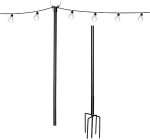 lot 5233 image: Outdoor Stand Light Pole,10 ft String Light Poles for Hanging Decoration LED Or Solar Bulbs in Patio Garden House Caf� Wedding Party
