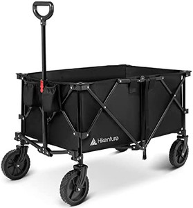 lot 5253 image: Folding Wagon Cart, Portable Large Capacity Beach Wagon, Heavy Duty Utility Collapsible Wagon with All-Terrain Wheels, Outdoor Garden Cart Foldable Wagon for Sports, Shopping, Camping(Black)