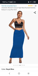 lot 6150 image: Umenlele Womens Casual High Waist Ruched Stretchy Bodycon Long Maxi Skirt Royal Blue XL