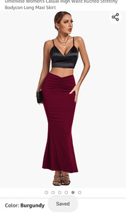 lot 6166 image: Umenlele Womens Casual High Waist Ruched Stretchy Bodycon Long Maxi Skirt Burgundy Large