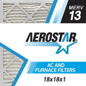lot 6231 image: Aerostar Pleated Air Filter, MERV 13, 18x18x1, Pack of 6, Made in the USA