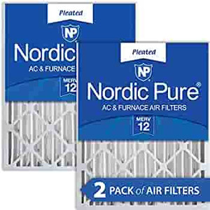 lot 8130 image: Nordic Pure 20x25x4 MERV 12 Pleated AC Furnace Air Filters 2 Pack, Item Has Shipping Damage