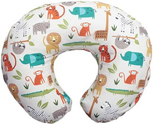 lot 8155 image: Boppy Nursing Pillow and Positioner��Original  Neutral Jungle Colors with Animals  Breastfeeding, Bottle Feeding, Baby Support  With Removable Cotton Blend Cover  Awake-Time Support