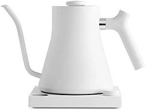 lot 8174 image: Fellow Stagg EKG Electric Gooseneck Kettle - Pour-Over Coffee and Tea Pot, Stainless Steel, Quick Heating, Matte White, Handle, 0.9 Liter