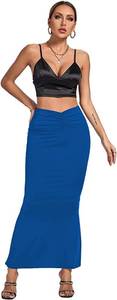 lot 8217 image: Umenlele Womens Casual High Waist Ruched Stretchy Bodycon Long Maxi Skirt, Medium