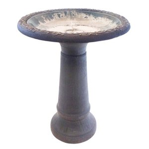 lot 9334 image: Tierra Garden 25 in. Sand Fiber Clay Bird Bath just the bowl the pedestal not included