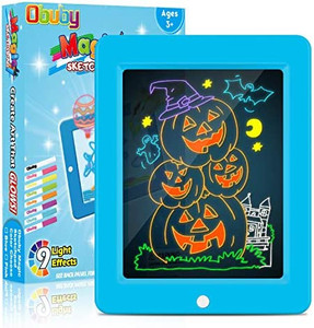 lot 9352 image: Obuby Light Up Drawing Board Educational Learning Drawing Kids Toys Gifts for 3 4 5 6 7 Ages Boys and Girls,Ultimate Tracing Pad with 9 LED Light Effects Glow in The Dark Art Doodle Color Set��Blue��