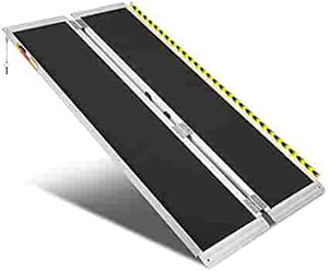 lot 9358 image: ORFORD Non-Skid Wheelchair Ramp 5FT, Threshold Ramp with a Non-Slip Surface, Portable Aluminum Foldable Mobility Scooter Ramp, for Home, Steps, Stairs, Doorways, Curbs