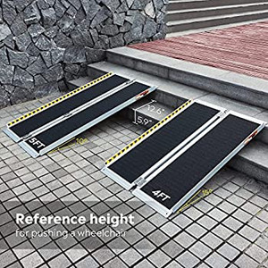 lot 9359 image: ORFORD Non-Skid Wheelchair Ramp 4FT, Threshold Ramp with a Non-Slip Surface, Portable Aluminum Foldable Mobility Scooter Ramp, for Home, Steps, Stairs, Doorways, Curbs