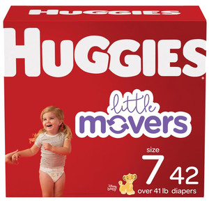 lot 9372 image: Huggies Little Movers Baby Diapers, Size 7, 40 Ct