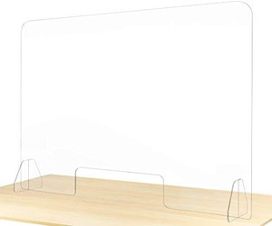 lot 9378 image: Sneeze Guard for Desk Plexiglass Barrier for Counter Acrylic Desk Divider 92% Transparency Anti Fade Plastic Protective Shields for Office Furniture Partitions Cashier Reception Restaurant 48 X 32