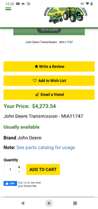 lot 9414 image: mia11747 john deere transmission