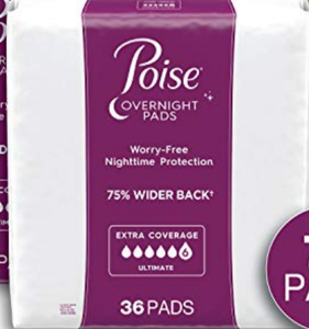 lot 9418 image: Poise Overnight Incontinence Pads for Women, Ultimate Absorbency, ( Pack of 36) (Packaging May Vary)