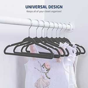 lot 9424 image: ZOBER Premium Kids Velvet Hangers (11 Inch - 25 Pack) Non Slip Baby Hangers, Ultra Slim Space Saving Childrens Hangers - 360 degree Swivel Hook, Strong & Durable InfantToddler Hangers (Small - Gray)
