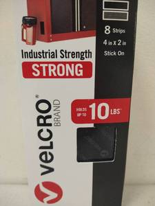 lot 9428 image: VELCRO Brand Heavy Duty Fasteners  4x2 Inch Strips with Adhesive 8 Sets  Holds 10 lbs  Black Industrial Strength Stick On Tape  Indoor or Outdoor Use (VEL-30703-USA) (B09BNPX3XJ)