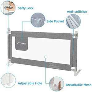 lot 9434 image: KCRET Bed Rail for Toddlers,Upgraded Infants Safety Bed Guardrail��with Breathable Fabric for Twin, Double size Mattress ( Gray)