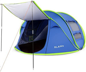 lot 9438 image: Pop Up Tent, RLAIRN Family Tent Automatic Instant Setup in 3 Seconds, Lightweight Portable Tent with 2 Mesh Windows&Doors, 2-4 Person Outdoor Camping Tent for Hiking & Traveling