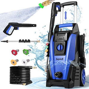 lot 9443 image: Suyncll Pressure Washer, 2.3GPM Electric Power Washer,1800W High Pressure Washer, Professional Washer Cleaner, with 4 Nozzles, Soap Bottle and Hose Reel, Best for Cleaning Cars,Driveways,Patios