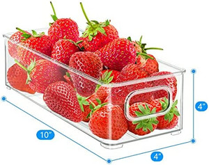 lot 9447 image: Set Of 3 Plastic Refrigerator Organizer Bins, Clear Stackable Food Storage Bins For Fridge, Freezer, Kitchen Cabinet, Pantry Organization, BPA Free Fridge Organizer