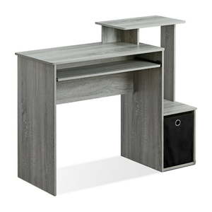 lot 9453 image: Furinno Econ Multipurpose Home Office Computer Writing Desk with Bin French Oak Grey