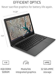 lot 9464 image: HP Chromebook 11-inch Laptop - MediaTek -G7EE - 11.6-inch HD Display - with Chrome OS�� No box no charger is factory swept and ready for a new owner