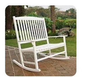 lot 7246 image: Mainstays Double Wood Rocker, White- Retail $133