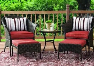 lot 8071 image: Mainstays Arlington Glen 5 Piece Wicker Leisure Set, Red Retail $239