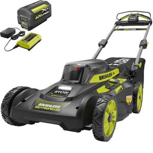 lot 6275 image: RYOBI 40V Brushless 20 in. Cordless Walk Behind Self-Propelled Lawn Mower with 6.0 Ah Battery & Charger