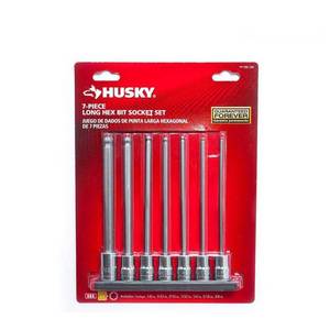 lot 6299 image: Husky 38 in. Drive SAE Long Ball Bit Socket Set (7-Piece)