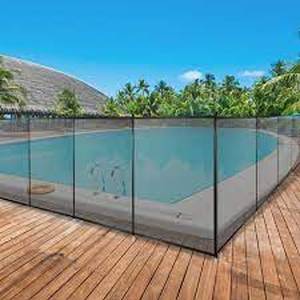 lot 6350 image: VEVOR 4 ft. x 48 ft. Black Hook Buckle Connected Removable Pool Fence for In-ground Pools with Pool Safety Fence Section Kit