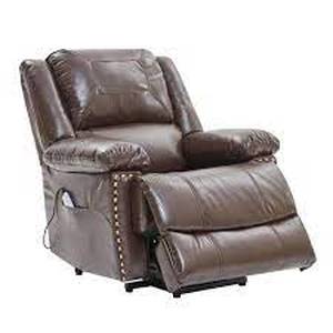 lot 6352 image: Qualfurn Brown PU Leather Power Lift Recliner Chair with Adjustable Massage Function