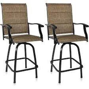lot 6396 image: Tall Swivel Metal Patio Chairs