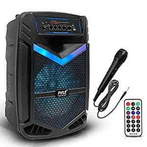 lot 27912 image: Portable Bluetooth PA Speaker System - 800W Rechargeable Outdoor Bluetooth Speaker Portable PA System w 12 Subwoofer 1 Tweeter, Recording Function, Mic In Party Lights USBSD Radio - Pyle PPHP1242B (B08PL55RNB)