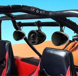 lot 27913 image: GoHawk TN4-SX 2.1 Channel Amplifier 5 Subwoofer 4.5 Full Range Waterproof Bluetooth ATV RZR UTV Stereo 3 Speakers Audio Amp Radio System 1.5 to 2 Roll-cage Bar Mount Yamaha Polaris Can-Am 4-Wheeler