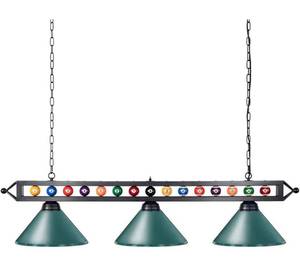 lot 27917 image: $ Wellmet 59 Pool Table Light, 3 Lights Hanging Pool Table Lighting, Adjustable Billiard Lights for 7ft 8ft 9ft Pool Billiard Table, Bar Table, Green - Retail $220