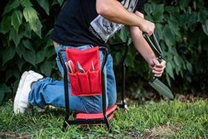 lot 27938 image: TABOR TOOLS TR2A Garden Kneeler and Seat Bench with Tool Bag Pouch and Foam Pad Cushion, Workseat with Kneeling Bench Option, Light Weight Foldable Stool, Portable Outdoor Kneeler for Gardening
