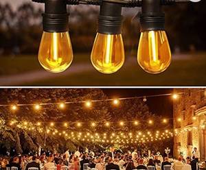 lot 27956 image: LED Outdoor String Lights with Dimmable Edison Vintage Shatterproof Bulbs and Commercial Grade Weatherproof Strand - UL Listed Heavy-Duty Decorative Cafe, Patio, Market Light
