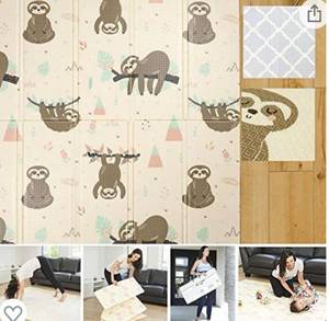 lot 27973 image: XdeModa Reversible Baby Play Mat & Exercise Mat - Fun & Stylish Foam Floor Playmat for Adults, Kids and Infants. Elegant Room Decor Transforms into Large Fun Activity Gym Mat for Yoga or Crawling