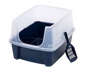 lot 27977 image: IRIS Open-Top Pet Cat Litter Box with Shield and Scoop w Removable Shield