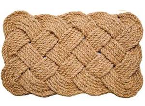 lot 30963 image: Natural Jute Rope Woven Doormat -18x28 100% All Natural Fibers - Eco-Friendly - Classic Interwoven Rope Design
