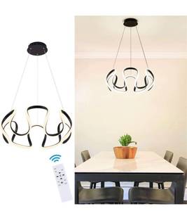 lot 30974 image: Modern LED Pendant Light for High Celling, Hanging Light Fixture with Floral Acrylic Shape Dimmable 3-Color Contemporary Chandelier with Remote for Dining Room