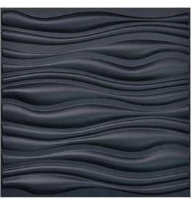 lot 30979 image: Art3d PVC Wave Board Textured 3D Wall Panels, Black, 19.7 x 19.7 (12 - Pack)