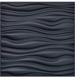 lot 30980 image: Art3d PVC Wave Board Textured 3D Wall Panels, Black, 19.7 x 19.7 (12 Pack)