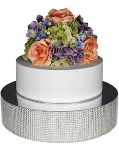 lot 30982 image: BLISS & DANE Bling Wedding Cake Stand (16 inch Round, Silver), Mirror Top, Rhinestones I Wedding Centerpiece I Table Decor I Cupcake Stand I Dessert Riser I Wedding Favors I Party Tray